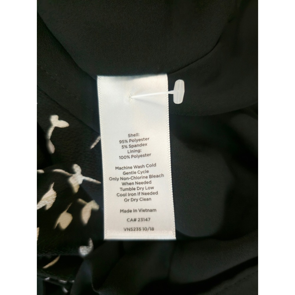 Talbots Womens Black White Floral V-Neck Long Sleeve Midi Dress Size 4 - Picture 7 of 7